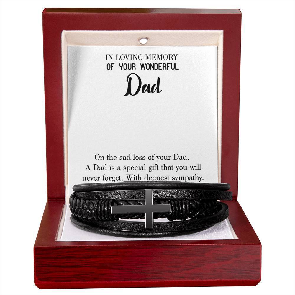 Special Gift Men's Cross Bracelet - Vegan Leather With Stainless Steel
